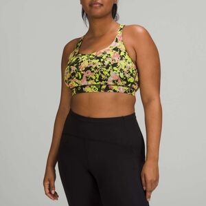Lululemon Energy Bra *Medium Support, B–D Inflect Floral Highlight Yellow Sz 4